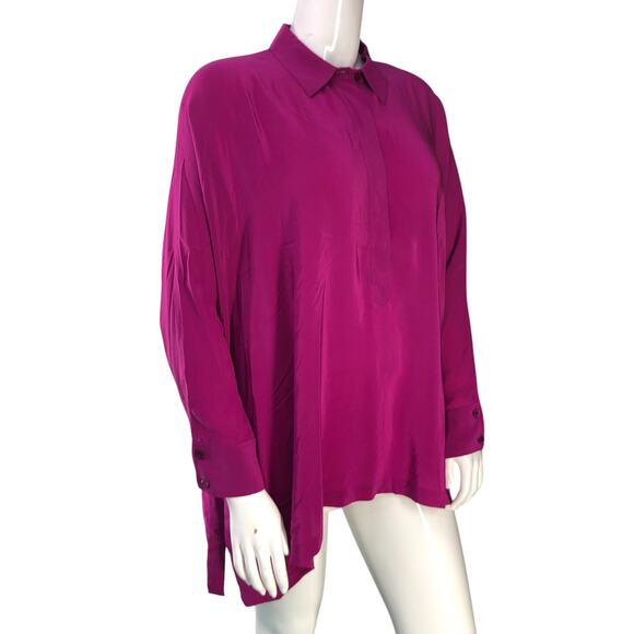 Eileen Fisher Womens Size M Tunic Top Hi Low Long Sleeve Popover Silk *TINY FLAW - Picture 10 of 16